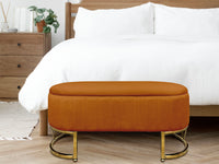 Panca Imbottita Divanetto In Velluto Contenitore Pouf PortaOggetti Panca Sgabello A Pie Di Letto Con Gambe In Metallo Dorato Cassapanca Ingresso Legno Massello Panchina  - Ruggine