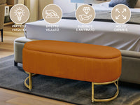 Panca Imbottita Divanetto In Velluto Contenitore Pouf PortaOggetti Panca Sgabello A Pie Di Letto Con Gambe In Metallo Dorato Cassapanca Ingresso Legno Massello Panchina  - Ruggine