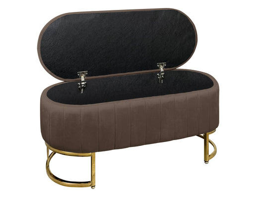 Panca Imbottita Divanetto In Velluto Contenitore Pouf PortaOggetti Panca Sgabello A Pie Di Letto Con Gambe In Metallo Dorato Cassapanca Ingresso Legno Massello Panchina  - Testa di moro