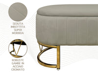 Panca Imbottita Divanetto In Velluto Contenitore Pouf PortaOggetti Panca Sgabello A Pie Di Letto Con Gambe In Metallo Dorato Cassapanca Ingresso Legno Massello Panchina  - Tortora
