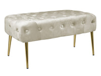 Panca Imbottita Divanetto In Velluto Sgabello A Pie Di Letto Con Gambe In Metallo Dorato Panchina Ingresso Legno Massello Pouf - Crema