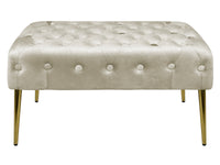 Panca Imbottita Divanetto In Velluto Sgabello A Pie Di Letto Con Gambe In Metallo Dorato Panchina Ingresso Legno Massello Pouf - Crema
