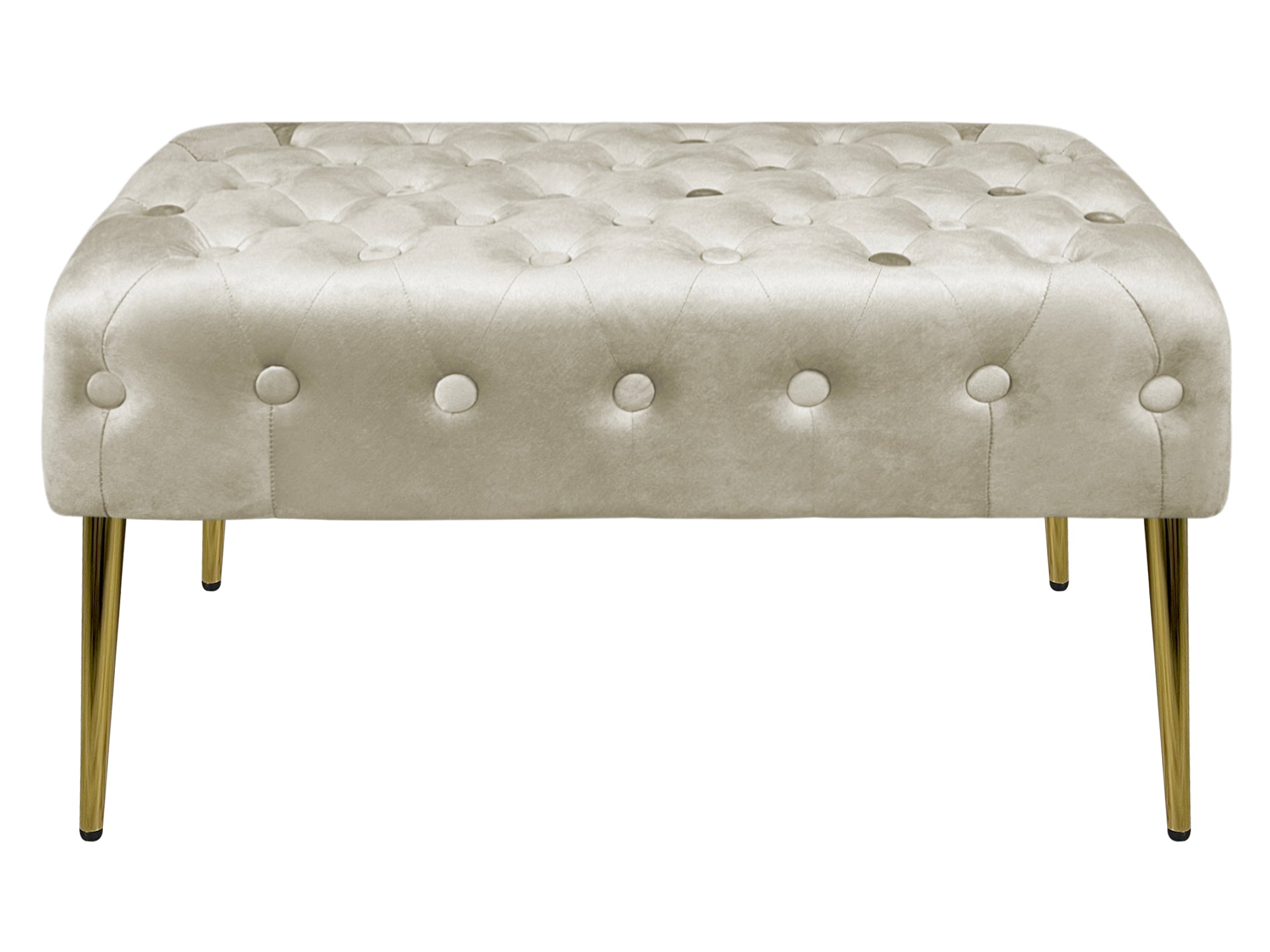 Panca Imbottita Divanetto In Velluto Sgabello A Pie Di Letto Con Gambe In Metallo Dorato Panchina Ingresso Legno Massello Pouf - Crema