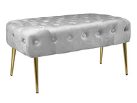 Panca Imbottita Divanetto In Velluto Sgabello A Pie Di Letto Con Gambe In Metallo Dorato Panchina Ingresso Legno Massello Pouf - Grigio