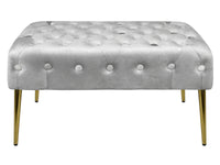 Panca Imbottita Divanetto In Velluto Sgabello A Pie Di Letto Con Gambe In Metallo Dorato Panchina Ingresso Legno Massello Pouf - Grigio