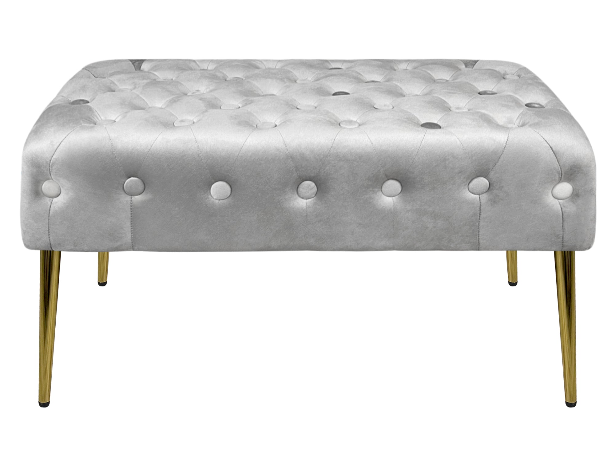 Panca Imbottita Divanetto In Velluto Sgabello A Pie Di Letto Con Gambe In Metallo Dorato Panchina Ingresso Legno Massello Pouf - Grigio