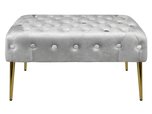 Panca Imbottita Divanetto In Velluto Sgabello A Pie Di Letto Con Gambe In Metallo Dorato Panchina Ingresso Legno Massello Pouf - Grigio