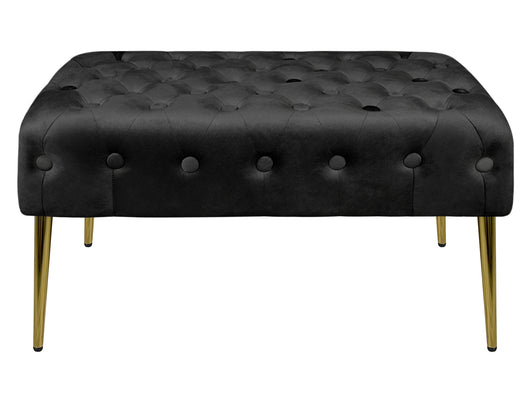 Panca Imbottita Divanetto In Velluto Sgabello A Pie Di Letto Con Gambe In Metallo Dorato Panchina Ingresso Legno Massello Pouf - Nero