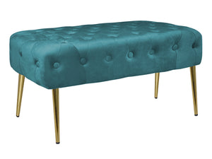 Panca Imbottita Divanetto In Velluto Sgabello A Pie Di Letto Con Gambe In Metallo Dorato Panchina Ingresso Legno Massello Pouf - Petrolio