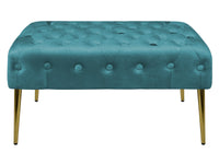 Panca Imbottita Divanetto In Velluto Sgabello A Pie Di Letto Con Gambe In Metallo Dorato Panchina Ingresso Legno Massello Pouf - Petrolio