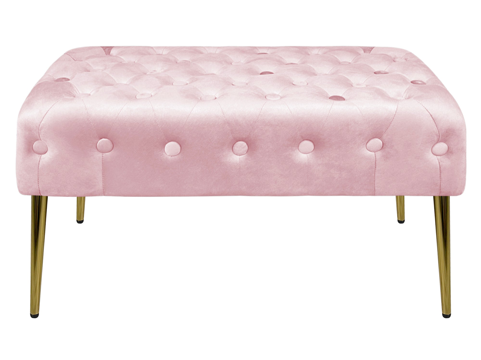 Panca Imbottita Divanetto In Velluto Sgabello A Pie Di Letto Con Gambe In Metallo Dorato Panchina Ingresso Legno Massello Pouf - Rosa