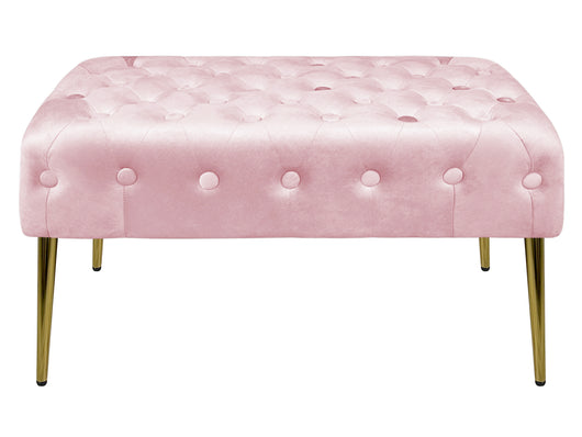Panca Imbottita Divanetto In Velluto Sgabello A Pie Di Letto Con Gambe In Metallo Dorato Panchina Ingresso Legno Massello Pouf - Rosa