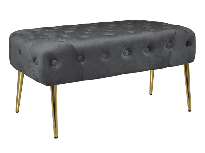 Panca Imbottita Divanetto In Velluto Sgabello A Pie Di Letto Con Gambe In Metallo Dorato Panchina Ingresso Legno Massello Pouf - Stone