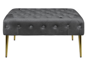 Panca Imbottita Divanetto In Velluto Sgabello A Pie Di Letto Con Gambe In Metallo Dorato Panchina Ingresso Legno Massello Pouf - Stone