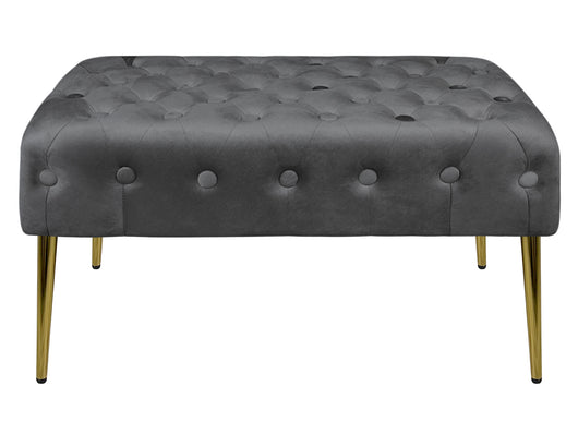 Panca Imbottita Divanetto In Velluto Sgabello A Pie Di Letto Con Gambe In Metallo Dorato Panchina Ingresso Legno Massello Pouf - Stone