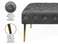Panca Imbottita Divanetto In Velluto Sgabello A Pie Di Letto Con Gambe In Metallo Dorato Panchina Ingresso Legno Massello Pouf - Stone