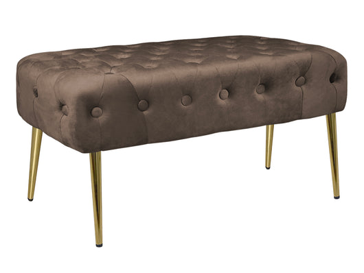 Panca Imbottita Divanetto In Velluto Sgabello A Pie Di Letto Con Gambe In Metallo Dorato Panchina Ingresso Legno Massello Pouf - Testa di moro