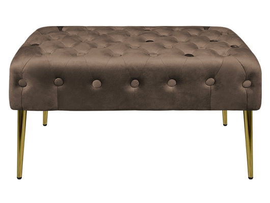 Panca Imbottita Divanetto In Velluto Sgabello A Pie Di Letto Con Gambe In Metallo Dorato Panchina Ingresso Legno Massello Pouf - Testa di moro