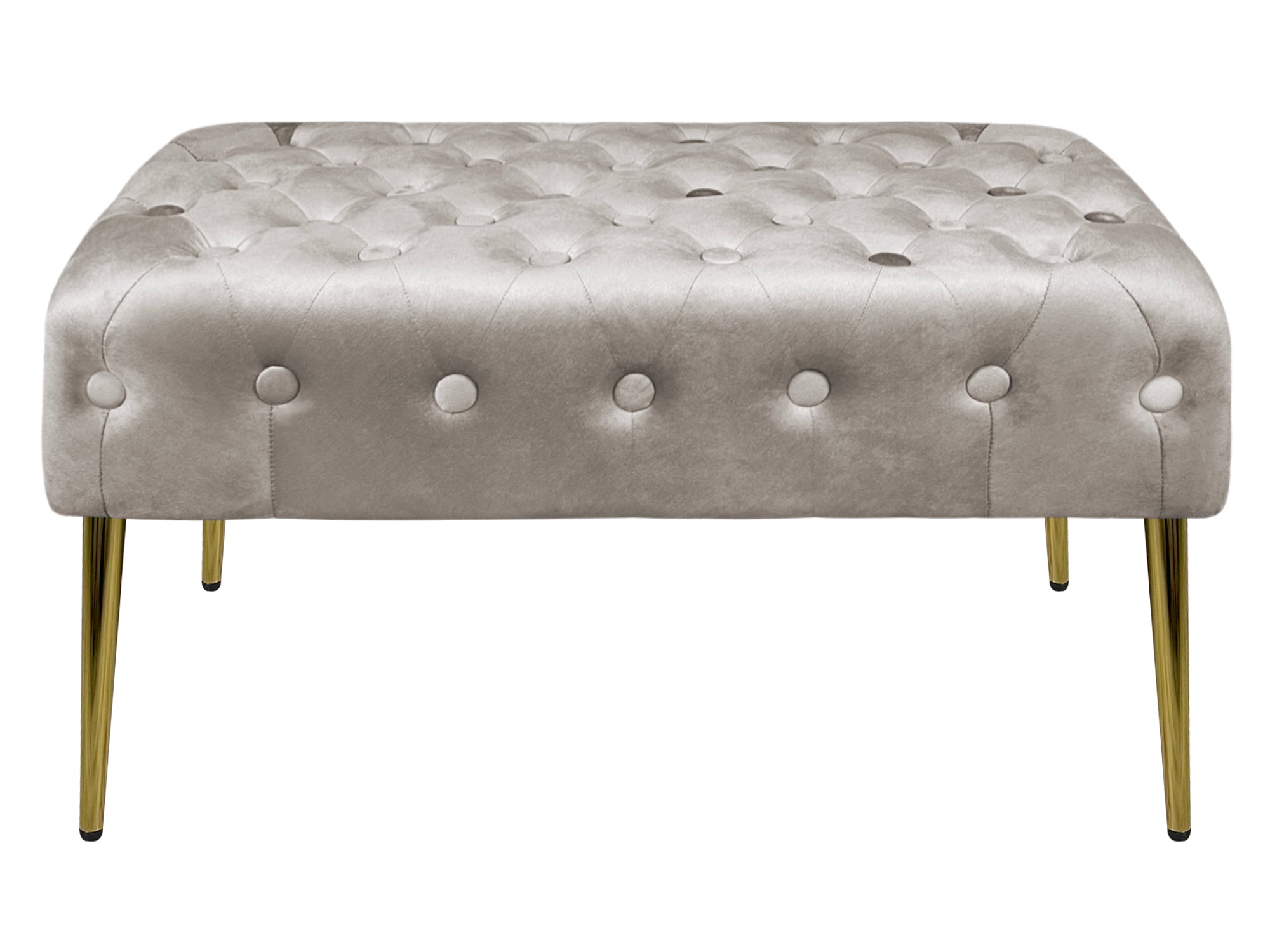 Panca Imbottita Divanetto In Velluto Sgabello A Pie Di Letto Con Gambe In Metallo Dorato Panchina Ingresso Legno Massello Pouf - Tortora