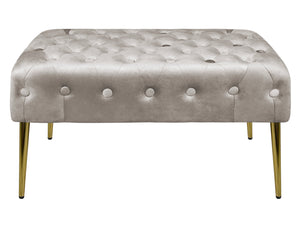 Panca Imbottita Divanetto In Velluto Sgabello A Pie Di Letto Con Gambe In Metallo Dorato Panchina Ingresso Legno Massello Pouf - Tortora
