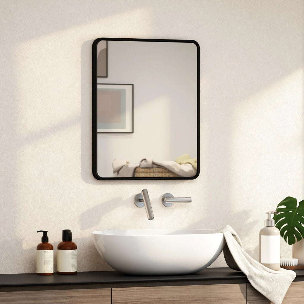 Specchio da parete rettangolare con cornice in metallo ¨C zephmum ¨C nero 50x40 cm