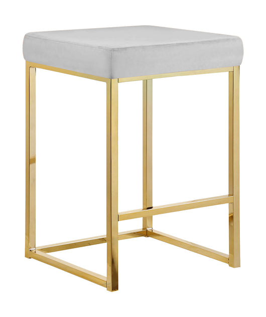 Sgabello Moderno In Velluto Sedile imbottito Gambe In Acciaio Dorato Senza Schienale Casa Sedia Cucina Bar Pub Seduta Rialzata Di Design - Grigio chiaro