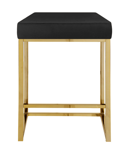 Sgabello Moderno In Velluto Sedile imbottito Gambe In Acciaio Dorato Senza Schienale Casa Sedia Cucina Bar Pub Seduta Rialzata Di Design - Nero