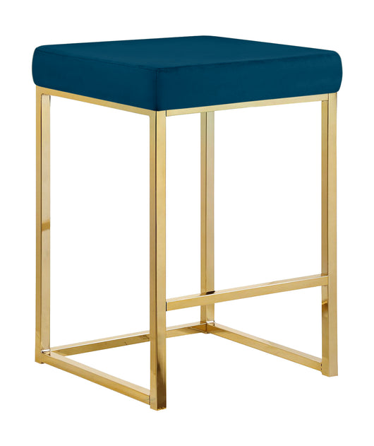 Sgabello Moderno In Velluto Sedile imbottito Gambe In Acciaio Dorato Senza Schienale Casa Sedia Cucina Bar Pub Seduta Rialzata Di Design - Petrolio