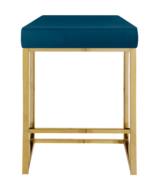 Sgabello Moderno In Velluto Sedile imbottito Gambe In Acciaio Dorato Senza Schienale Casa Sedia Cucina Bar Pub Seduta Rialzata Di Design - Petrolio
