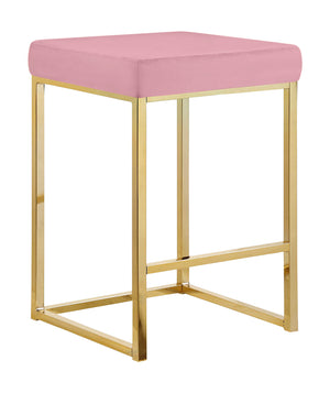 Sgabello Moderno In Velluto Sedile imbottito Gambe In Acciaio Dorato Senza Schienale Casa Sedia Cucina Bar Pub Seduta Rialzata Di Design - Rosa