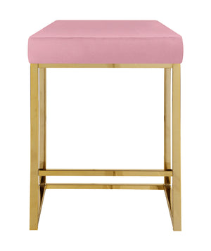 Sgabello Moderno In Velluto Sedile imbottito Gambe In Acciaio Dorato Senza Schienale Casa Sedia Cucina Bar Pub Seduta Rialzata Di Design - Rosa