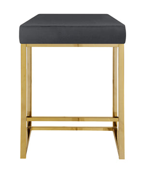 Sgabello Moderno In Velluto Sedile imbottito Gambe In Acciaio Dorato Senza Schienale Casa Sedia Cucina Bar Pub Seduta Rialzata Di Design - Stone