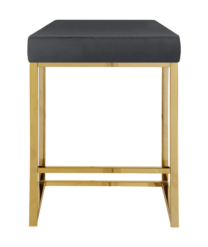 Sgabello Moderno In Velluto Sedile imbottito Gambe In Acciaio Dorato Senza Schienale Casa Sedia Cucina Bar Pub Seduta Rialzata Di Design - Stone