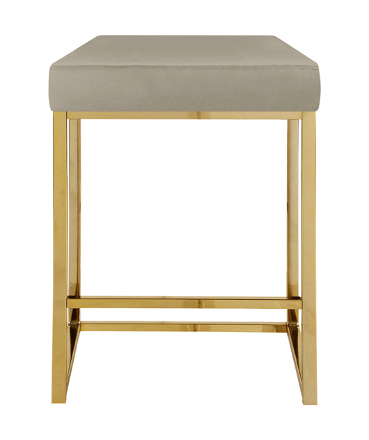 Sgabello Moderno In Velluto Sedile imbottito Gambe In Acciaio Dorato Senza Schienale Casa Sedia Cucina Bar Pub Seduta Rialzata Di Design - Tortora