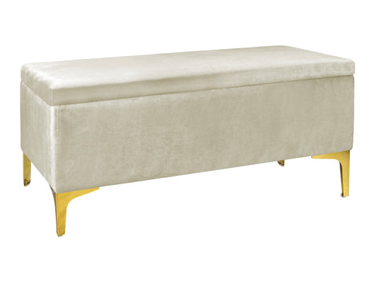 Pouf Panca Imbottita Divanetto In Velluto Contenitore PortaOggetti Panca Sgabello A Pie Di Letto Con Gambe In Metallo Dorato Cassapanca Ingresso Legno Massello Panchina  - Beige