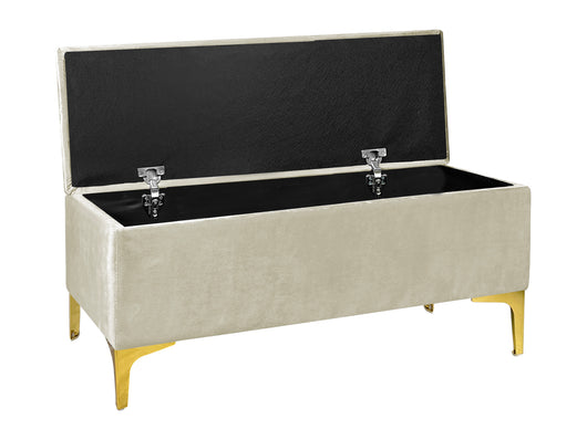 Pouf Panca Imbottita Divanetto In Velluto Contenitore PortaOggetti Panca Sgabello A Pie Di Letto Con Gambe In Metallo Dorato Cassapanca Ingresso Legno Massello Panchina  - Beige