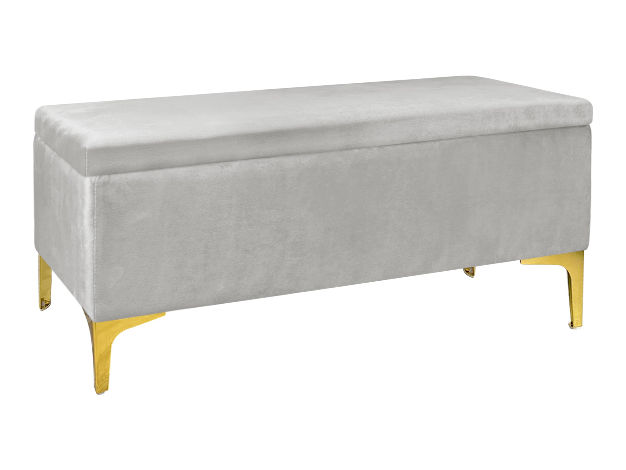 Pouf Panca Imbottita Divanetto In Velluto Contenitore PortaOggetti Panca Sgabello A Pie Di Letto Con Gambe In Metallo Dorato Cassapanca Ingresso Legno Massello Panchina  - Grigio chiaro