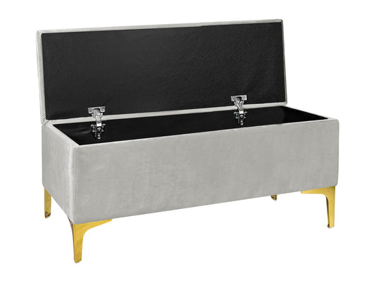 Pouf Panca Imbottita Divanetto In Velluto Contenitore PortaOggetti Panca Sgabello A Pie Di Letto Con Gambe In Metallo Dorato Cassapanca Ingresso Legno Massello Panchina  - Grigio chiaro