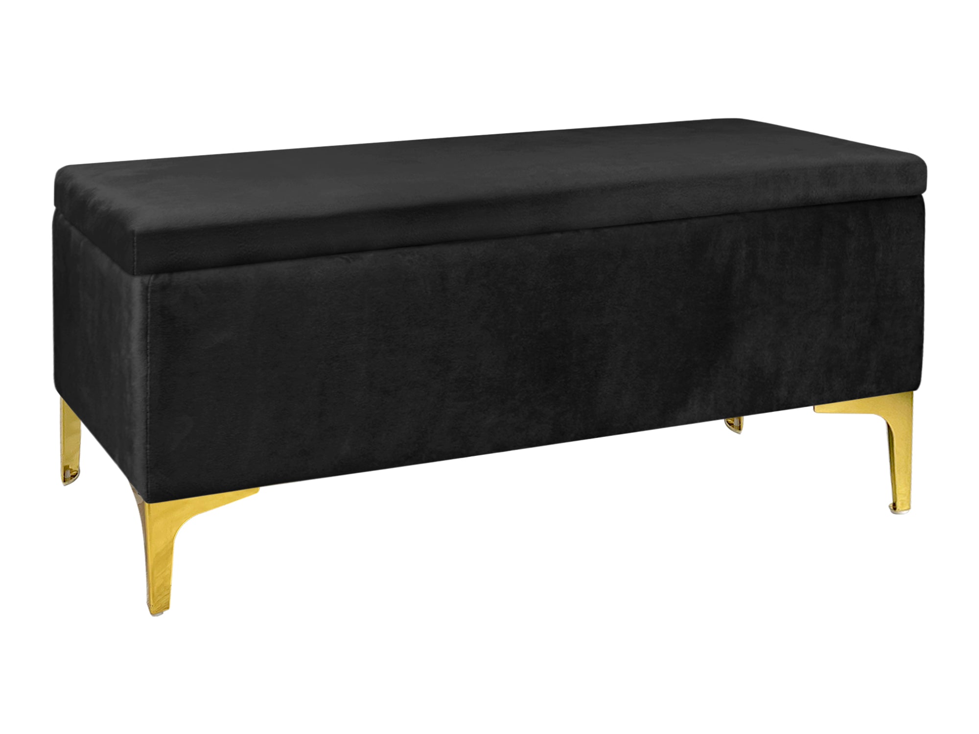 Pouf Panca Imbottita Divanetto In Velluto Contenitore PortaOggetti Panca Sgabello A Pie Di Letto Con Gambe In Metallo Dorato Cassapanca Ingresso Legno Massello Panchina  - Nero