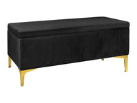 Pouf Panca Imbottita Divanetto In Velluto Contenitore PortaOggetti Panca Sgabello A Pie Di Letto Con Gambe In Metallo Dorato Cassapanca Ingresso Legno Massello Panchina  - Nero