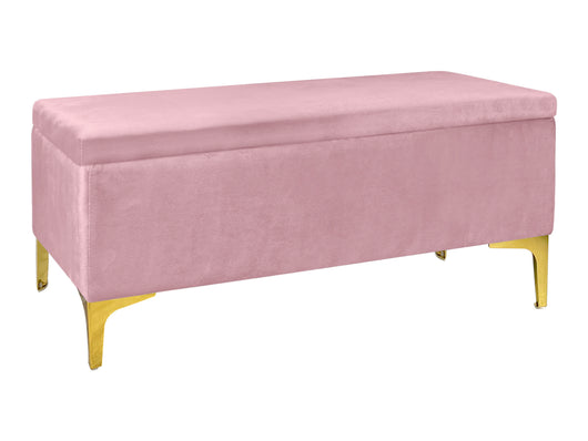 Pouf Panca Imbottita Divanetto In Velluto Contenitore PortaOggetti Panca Sgabello A Pie Di Letto Con Gambe In Metallo Dorato Cassapanca Ingresso Legno Massello Panchina  - Rosa