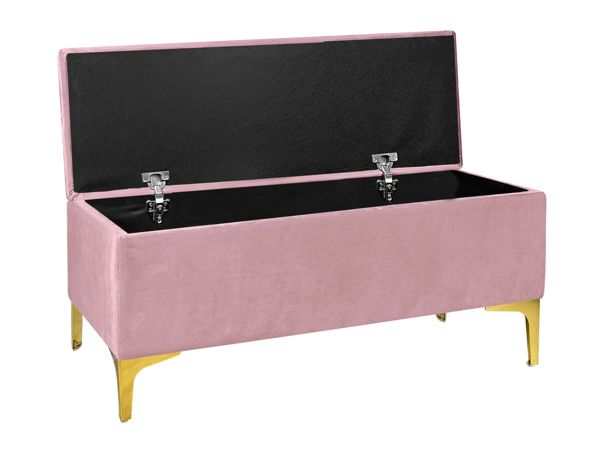 Pouf Panca Imbottita Divanetto In Velluto Contenitore PortaOggetti Panca Sgabello A Pie Di Letto Con Gambe In Metallo Dorato Cassapanca Ingresso Legno Massello Panchina  - Rosa