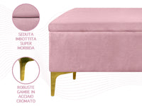 Pouf Panca Imbottita Divanetto In Velluto Contenitore PortaOggetti Panca Sgabello A Pie Di Letto Con Gambe In Metallo Dorato Cassapanca Ingresso Legno Massello Panchina  - Rosa