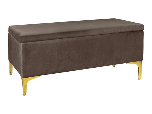 Pouf Panca Imbottita Divanetto In Velluto Contenitore PortaOggetti Panca Sgabello A Pie Di Letto Con Gambe In Metallo Dorato Cassapanca Ingresso Legno Massello Panchina  - Testa di moro