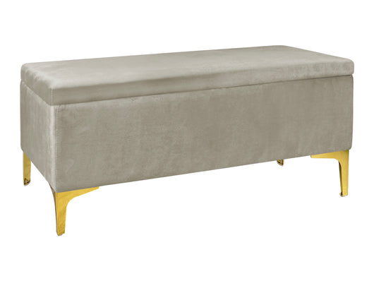 Pouf Panca Imbottita Divanetto In Velluto Contenitore PortaOggetti Panca Sgabello A Pie Di Letto Con Gambe In Metallo Dorato Cassapanca Ingresso Legno Massello Panchina  - Tortora
