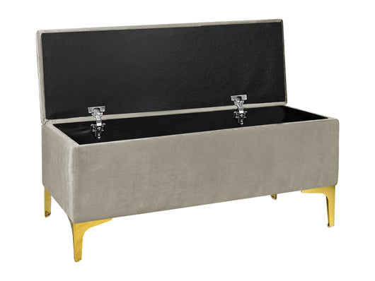 Pouf Panca Imbottita Divanetto In Velluto Contenitore PortaOggetti Panca Sgabello A Pie Di Letto Con Gambe In Metallo Dorato Cassapanca Ingresso Legno Massello Panchina  - Tortora