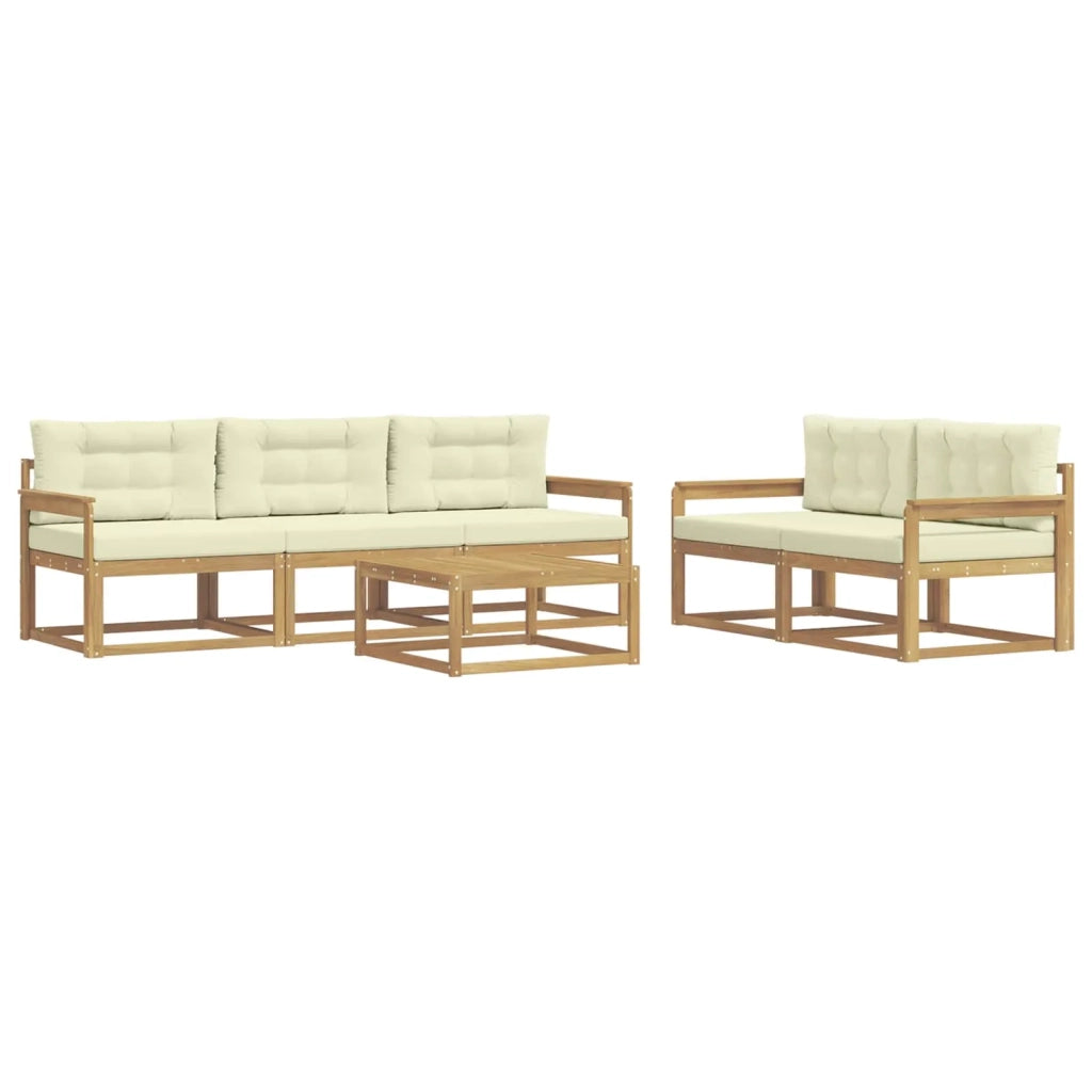 Set di divani da esterno con cuscino 6 pcs Bianco e Crema 3386049