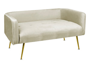 Divano Due Posti In Velluto Gambe In Acciaio Color Oro Divanetto 2 Persone 126x49x57 Cm Design Moderno Soggiorno Panca Pie Di Letto - Beige