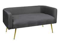 Divano Due Posti In Velluto Gambe In Acciaio Color Oro Divanetto 2 Persone 126x49x57 Cm Design Moderno Soggiorno Panca Pie Di Letto - Stone