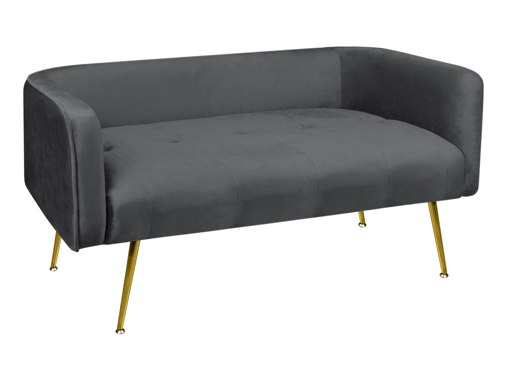 Divano Due Posti In Velluto Gambe In Acciaio Color Oro Divanetto 2 Persone 126x49x57 Cm Design Moderno Soggiorno Panca Pie Di Letto - Stone